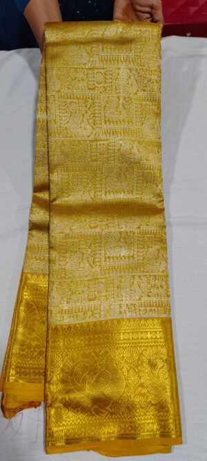 M0M1002 Gold wedding silk saree in 6 inches border