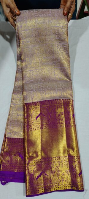 M0M1003 Light Lavender wedding saree in purple 12 inches border