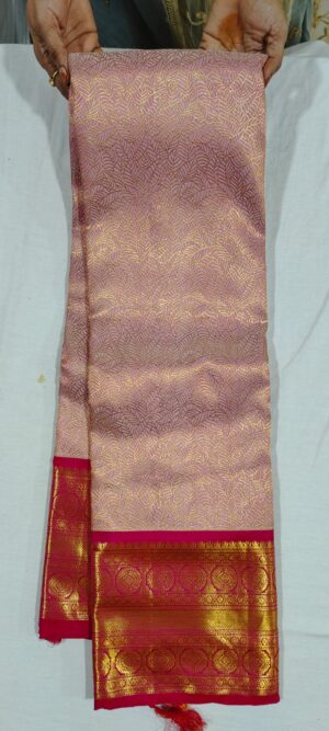 M0M1006 Baby pink wedding silk sarees online with 6 inches maroon border