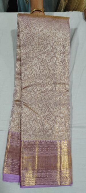 M0M1007 Lavender gold wedding saree in 6 inches border