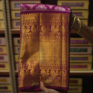 Rosewood kanchipuram silk saree in 12 inches border