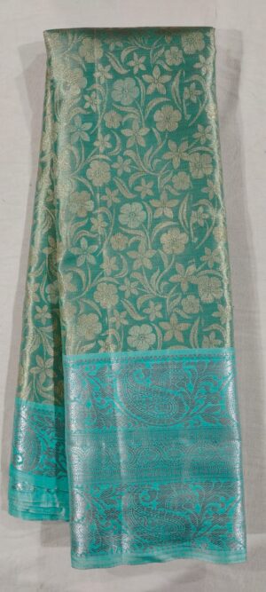E0E1004 Pista green pattu saree with sea green border