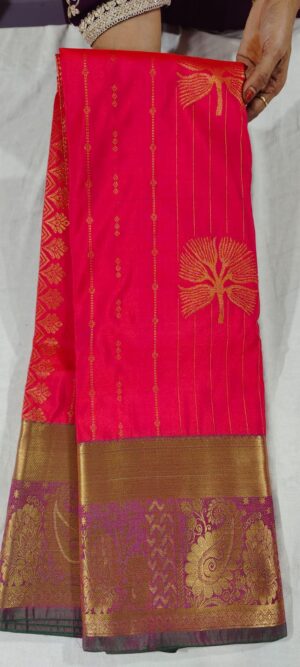 A0A1009 chilli red pattu saree online in contrast green border