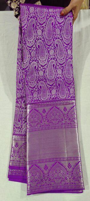 M0M1009 Purple wedding saree online in 12 inches border