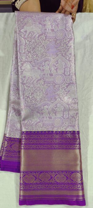 J0J1002 Lavender pattu saree online in purple border