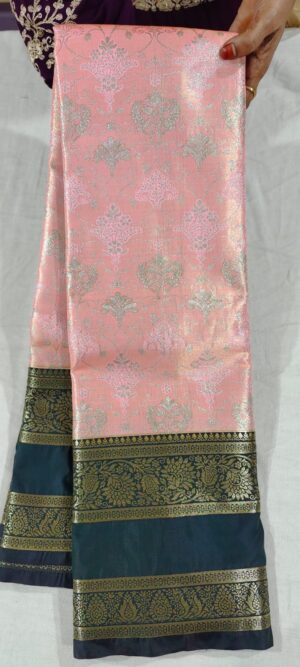 J0J1005 Peach pattu saree online in bottle green border