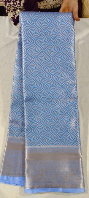 F0F1006 Ananda blue pattu saree online in 5 inches border