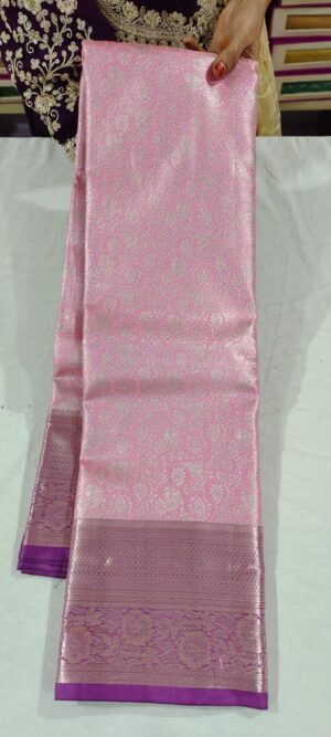 F0F1008 Baby pink pattu saree online in light grape wine border