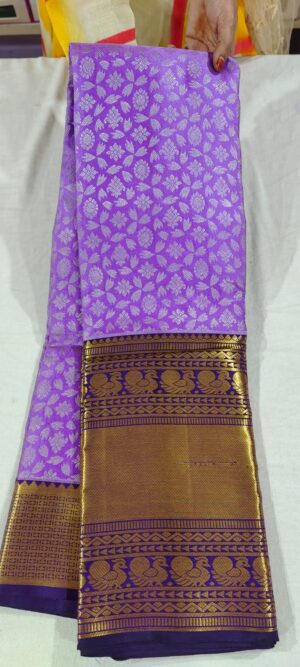M0M1016 Lavender wedding saree online in dark purple 12 inches border
