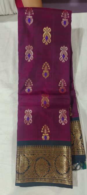 Kok1005 Chandrakantam kanchipuram saree online contrast bottle green boarder