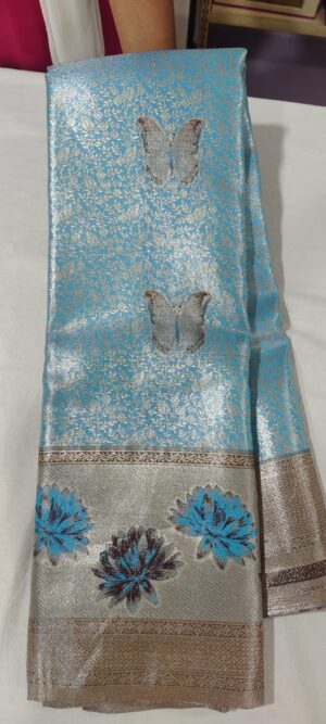 FoF1009 Ananda colour pattu saree online 5 inches brown boarder