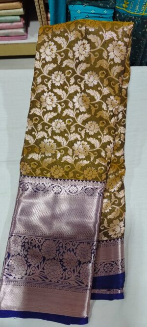 DOD1003 green pattu saree online in blue border