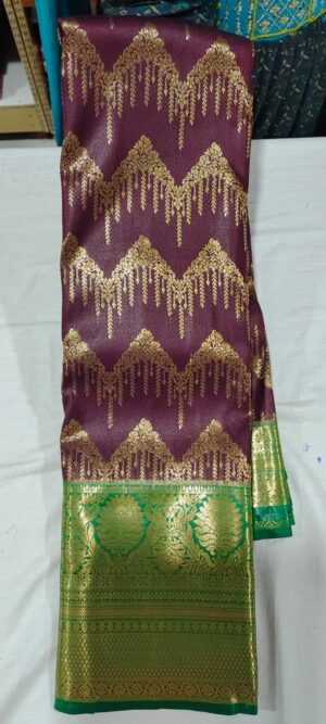 DOD1004 brown pattu saree online in green boarder