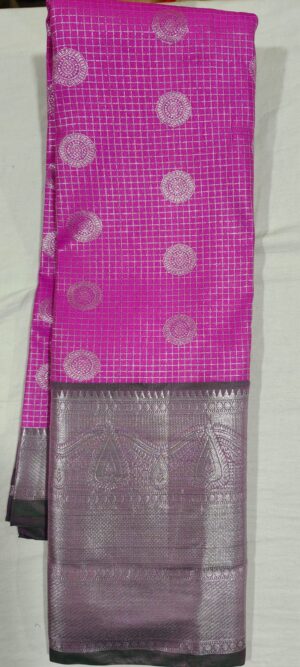 D0D1010 Rose pattu saree online in dark green silver zari border