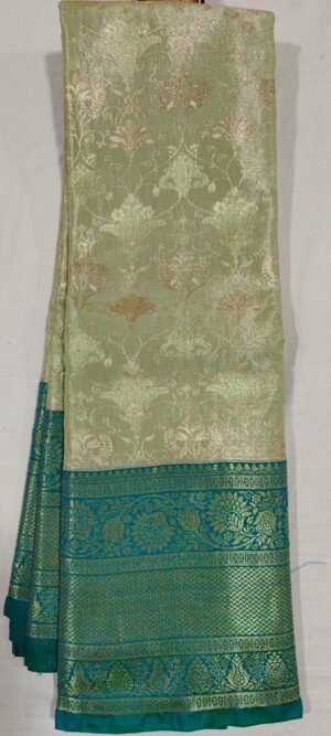 J0J1009 Pista green pattu saree online in rama green border