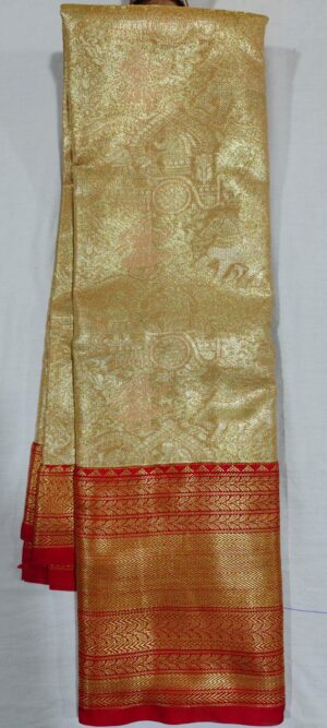 J0J1010 Peach pattu saree online in contrast red border