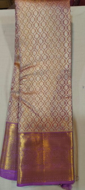 M0M1020 Lavender kanchipuram wedding saree online in 6 inches border