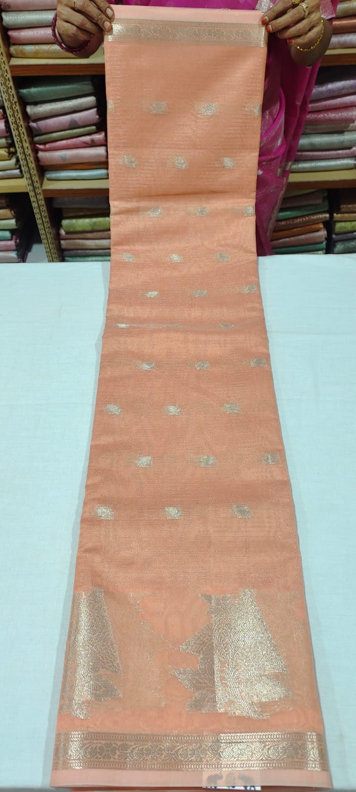 P0P2002 Peach banarasi silk saree online