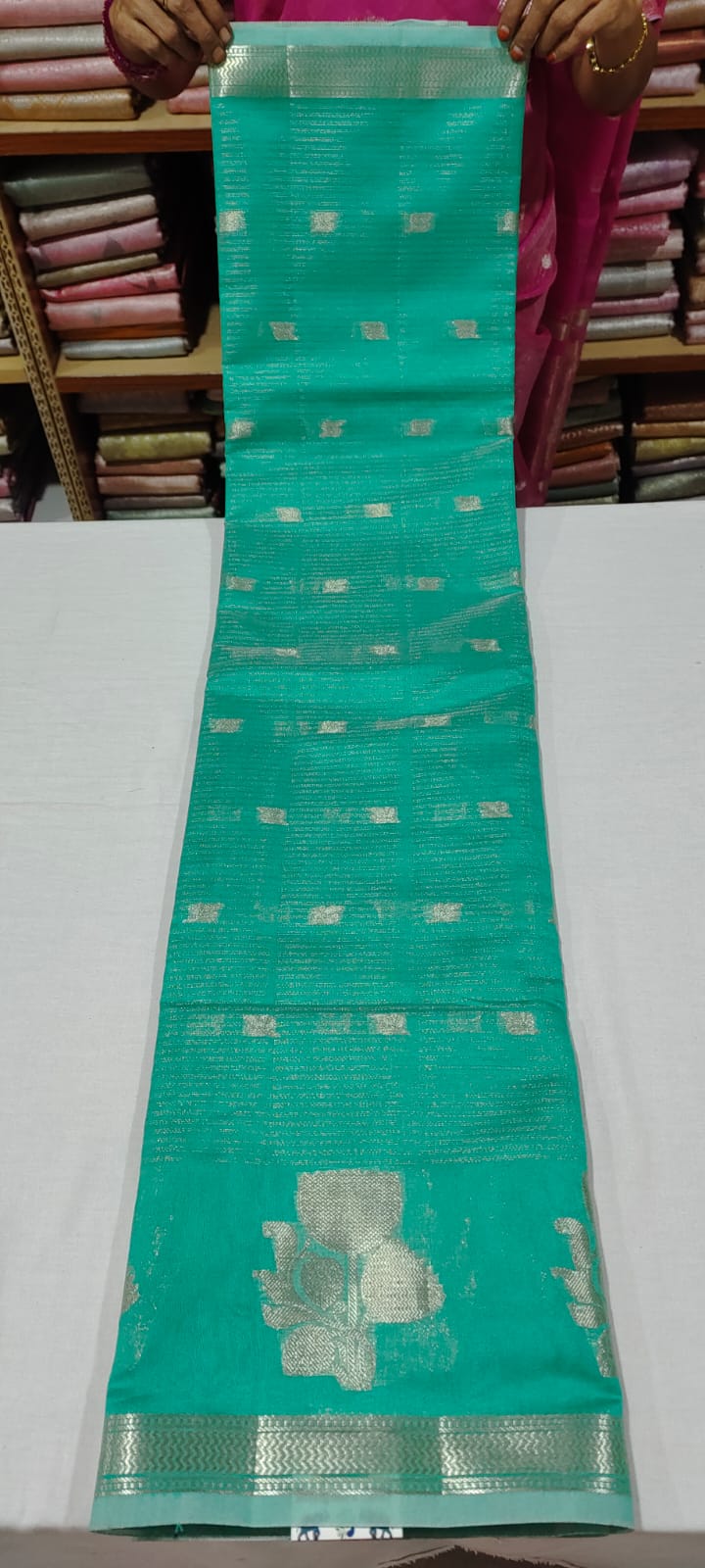 P0P2003 Green banarasi silk saree online