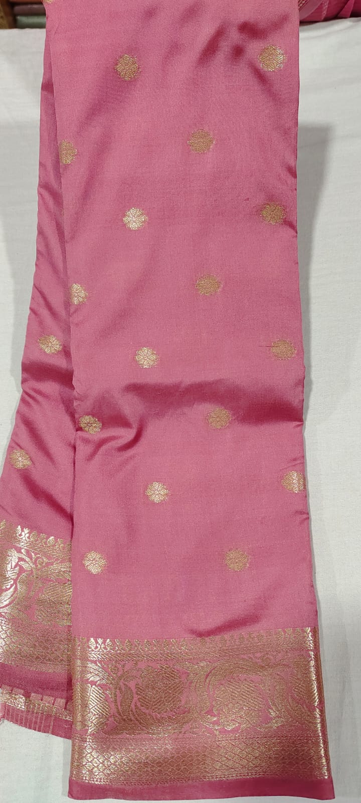 POP2007 Onion pink Banarasi silk saree online