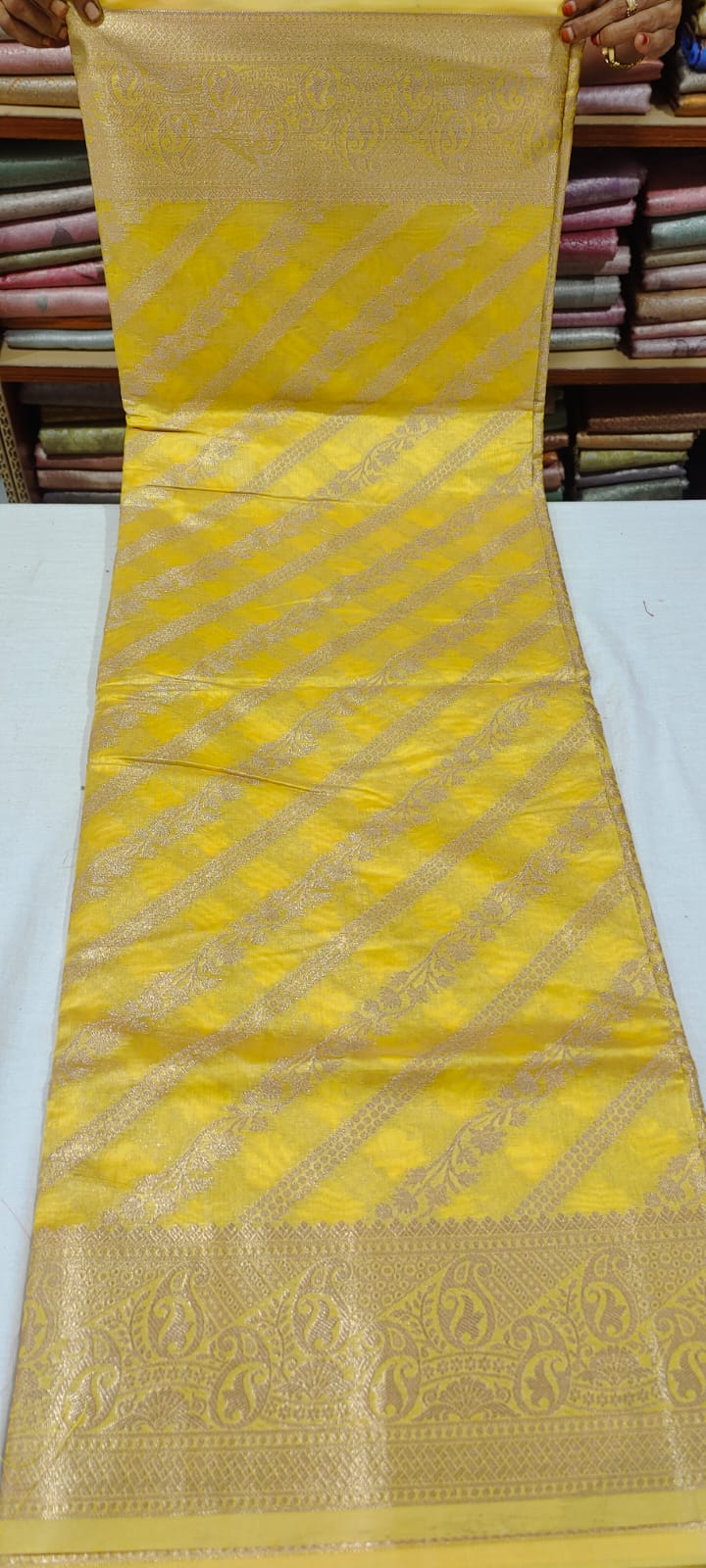 POP1034 Yellow Banarasi silk saree online