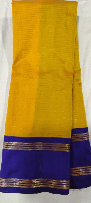 AOA1014 Yellow pattu saree online in royal blue border