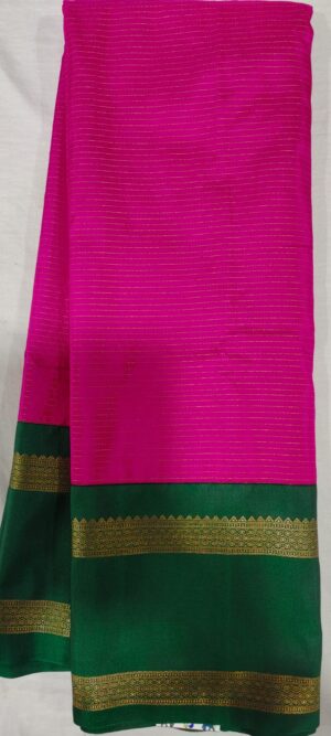 AOA1012 Pink pattu saree online in green border