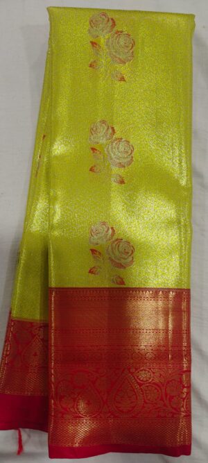 DOD1012 Green pattu saree online in red border