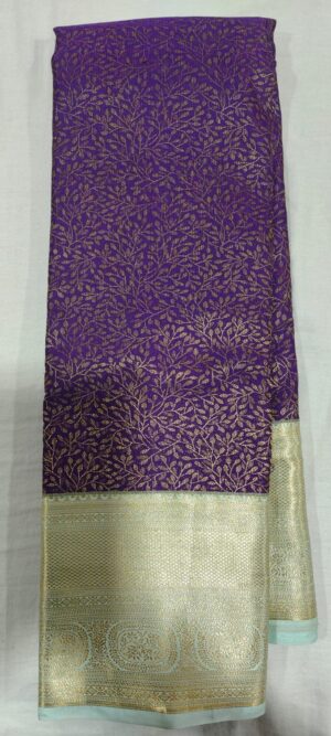 HOH1005 Purple kanchi pattu saree in online sea green border