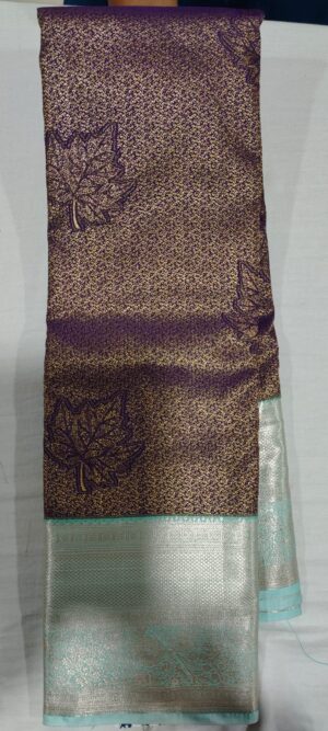 HOH1006 Purple pattu saree online sea green border