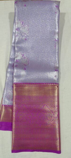 EE1023 Lavender kanchi pattu sarees online megenta border
