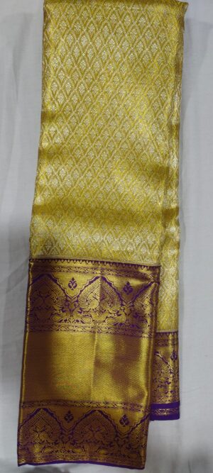 MM2007 Gold wedding saree online contrast violet border