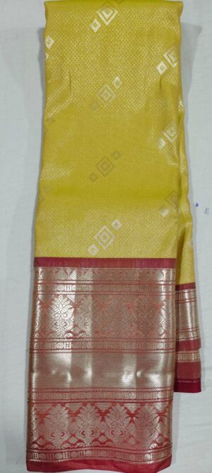 DD1018 Mustard yellow pattu saree online maroon border