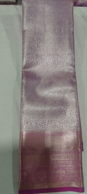 GG1001 Lavender pattu saree pink border
