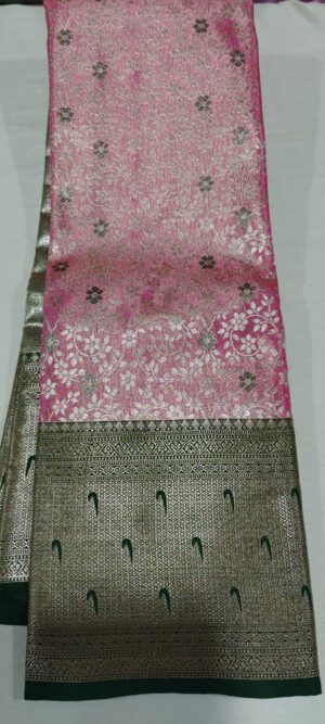 GG1002 Baby pink kanchi pattu saree online green border