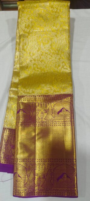 MM2013 Gold wedding silk saree online contrast purple border
