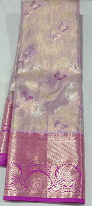 DD1025 Lavender kanchi pattu saree online pink border