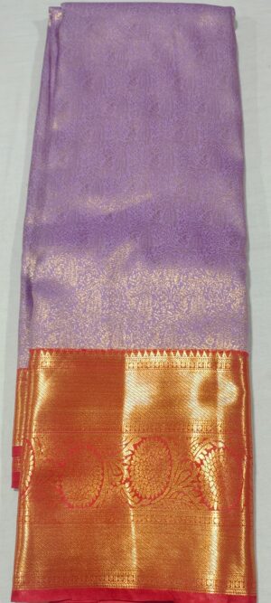 DD1024 Lavender kanchi pattu sarees online contrast red border