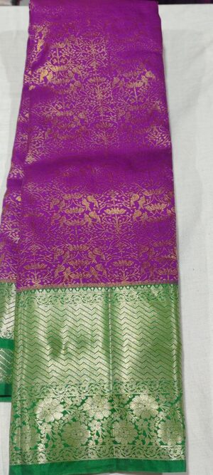 DD2022 Purple pattu saree online contrast green border