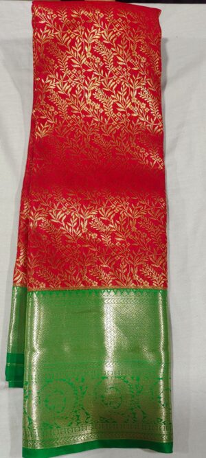 DD1029 Red pattu saree online contrast green border