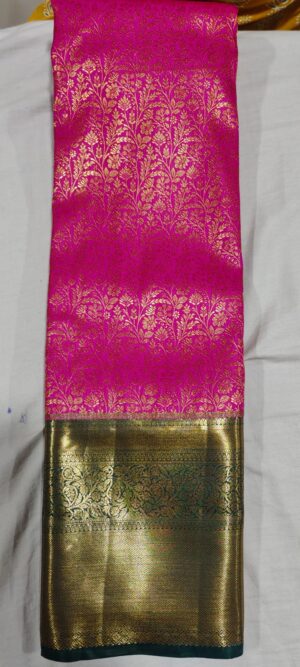 DD1029 pink kanchi pattu saree online contrast green border