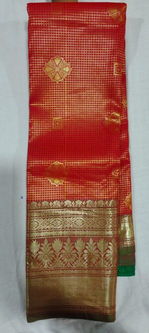 DD101026 Red pattu saree online contrast green border