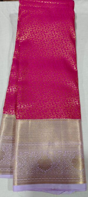 GG1004 Reddish pink pattu saree online contrast Lavender border