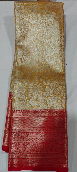JJ1012 mustard gold pattu saree online in red border