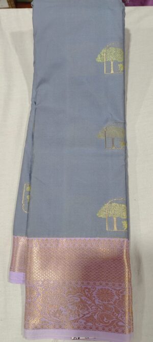 JJ1011 grey pattu saree online in contrast Lavender border