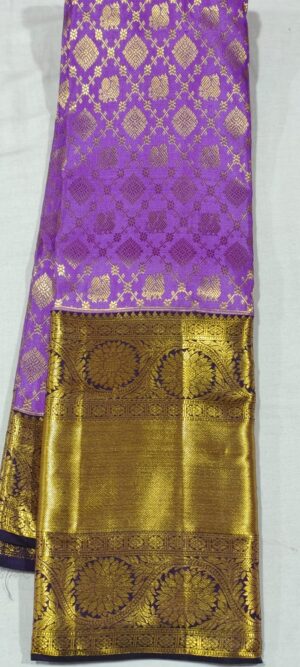 MM2020 Lavender Kanchipuram Wedding saree online at Hyderabad Bangalore contrast violet border
