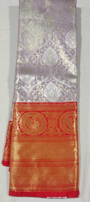 JJ1020 Lavender kanchi pattu saree online at Hyderabad Bangalore contrast Red border