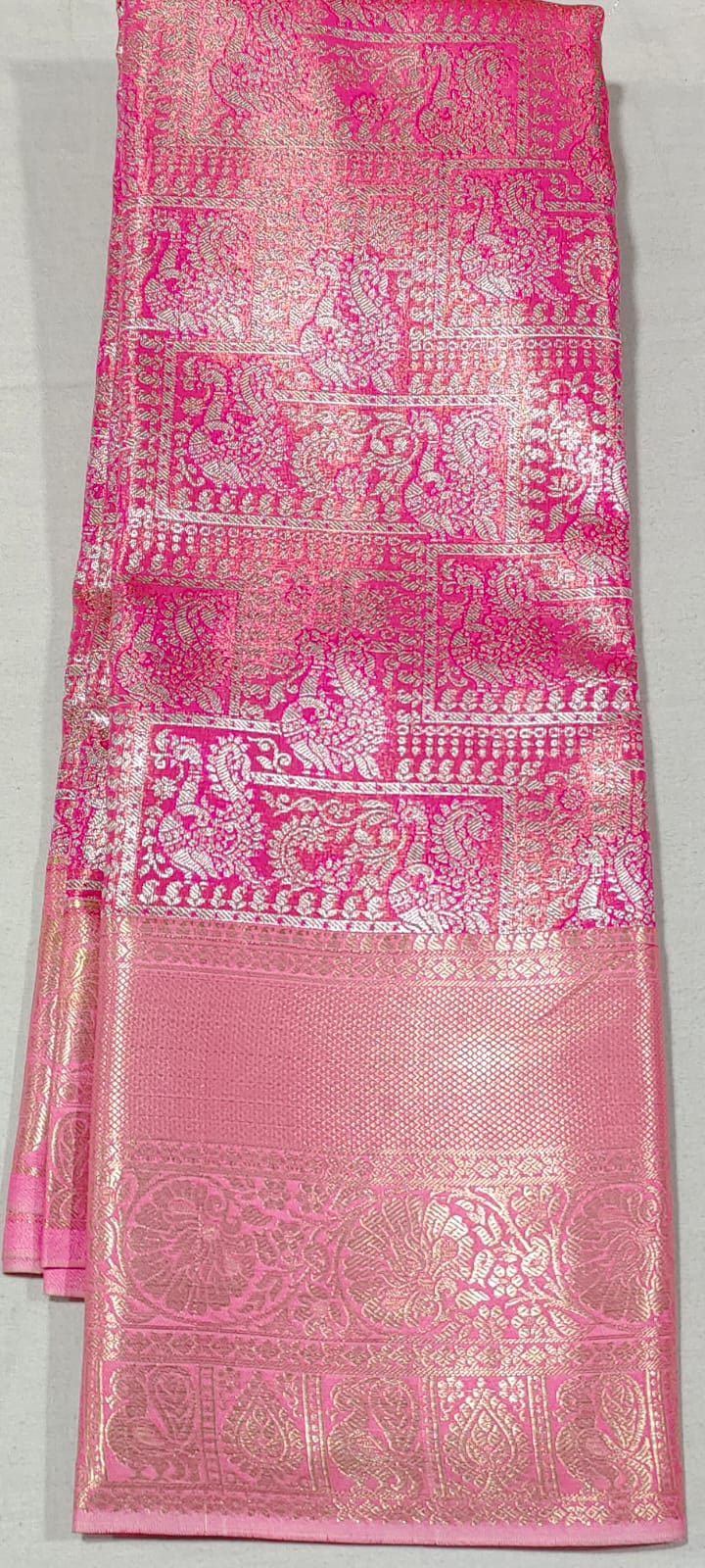 JJ1018 Pink kanchi Pattu saree online at Hyderabad Bangalore contrast baby pink border