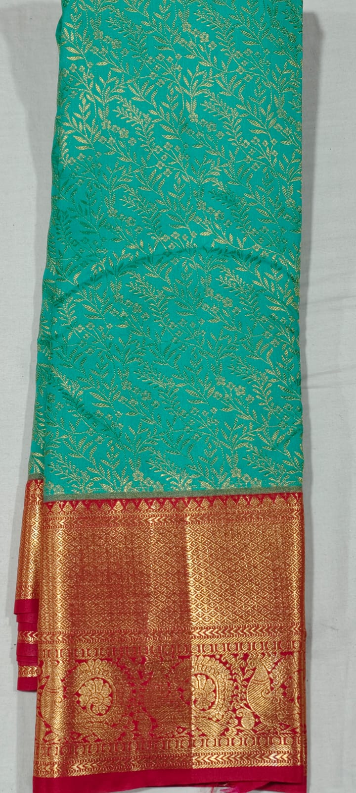 DD1033 Rama green kanchi pattu saree online at Hyderabad Bangalore contrast maroon border