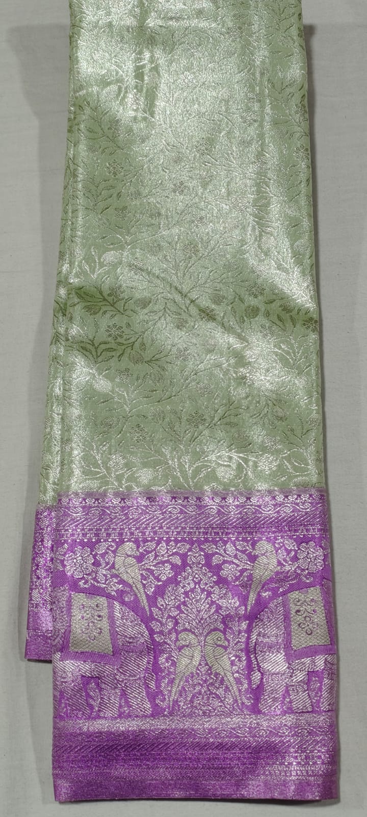 DD1035 Pista green kanchi pattu saree online at Hyderabad Bangalore contrast Lavender border